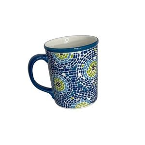 Starbucks 2008 blue ceramic mosaic pattern coffee tea mug cup collectible
